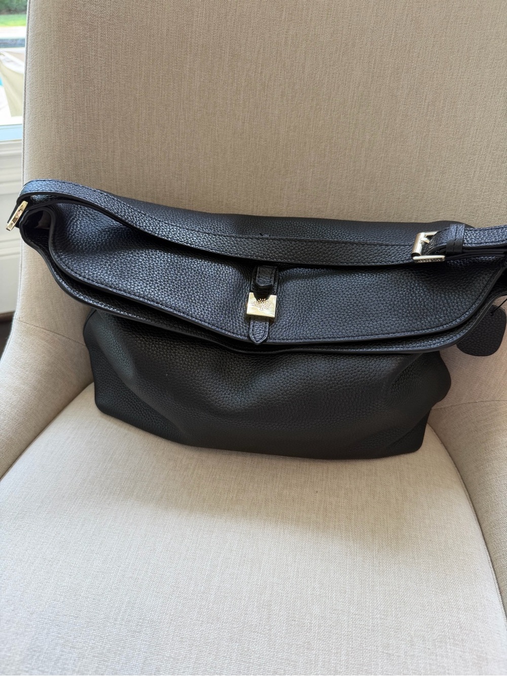 Mulberry Black Pebbled Leather Hobo with Gold Hardware